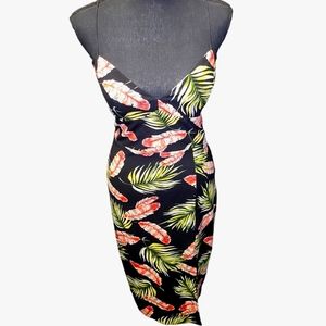 ReVamped Tropical Dress speg strap with Slit Size L